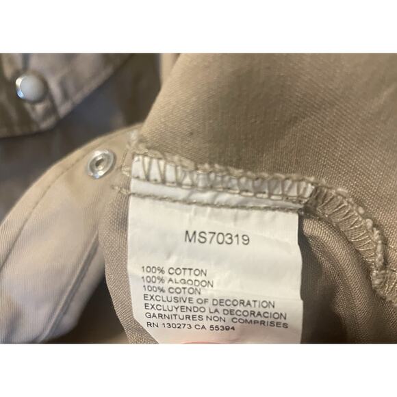 Wrangler Cowboy Cut Firm Finish Western Snap Front Twill 100% Cotton Shirt Sz M - Picture 7 of 10